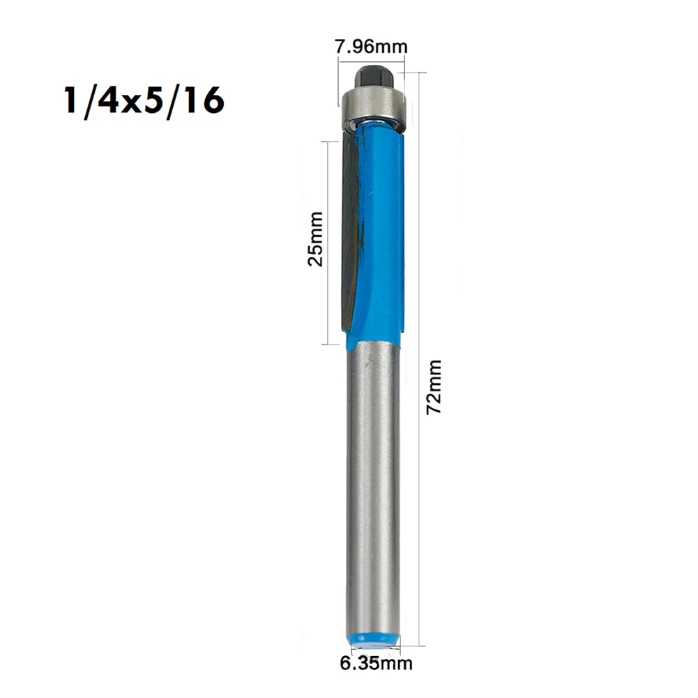 New 1Pcs 6.35/8/9.5/12.7mm Shank High-quality Milling Cutter Flush Trim With Bearing Router Bit Set For Wood Edge Cutting