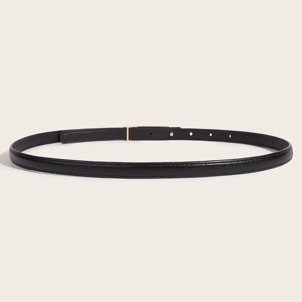 حزام جلد رفيع مع إبزيم منزلق معدني للرجال والنساء ، حزام عصري ، حزام متعدد الاستخدامات ، تصميم فاخر