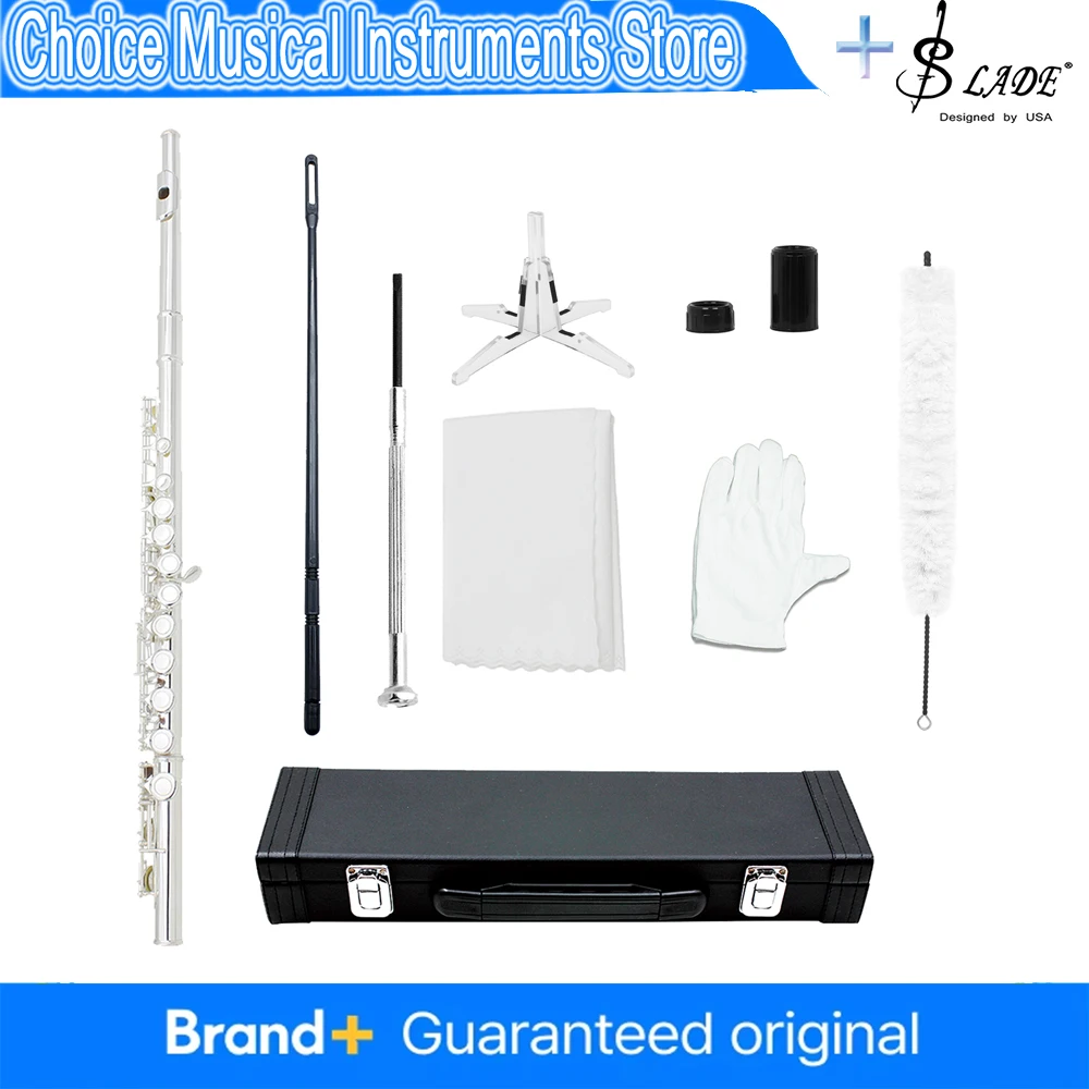 

SLADE 16 Closed Holes Flute C Key High Quality Cupronickel Flute Professional Concert Musical Instrument Flute with Case