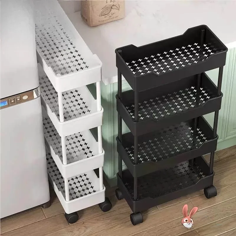 Estante Organizadora de Chão com Múltiplas Camadas para Cozinha, Banheiro, Quarto de Maquiagem, Carrinho de Armazenamento Lateral para Geladeira, Supo