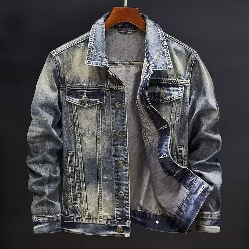 2023 winter denim jacket male Fashion Trench coat men jeans Jacket Men\'s Casual jackts autumn men classic style denim Coat M-4XL