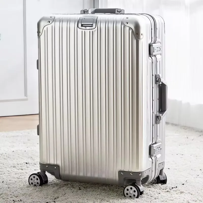 NO LOGO High Grade Rolling Luggage 100% Aluminum-magnesium Boarding Perfect For Spinner Brand Travel Suitcase