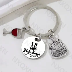 Classic Red Win Birthday Cake 18 Or 60 Custom Made Alloy Key Ring For Friends Family Member Good Gift Handmade Jewelry Set
