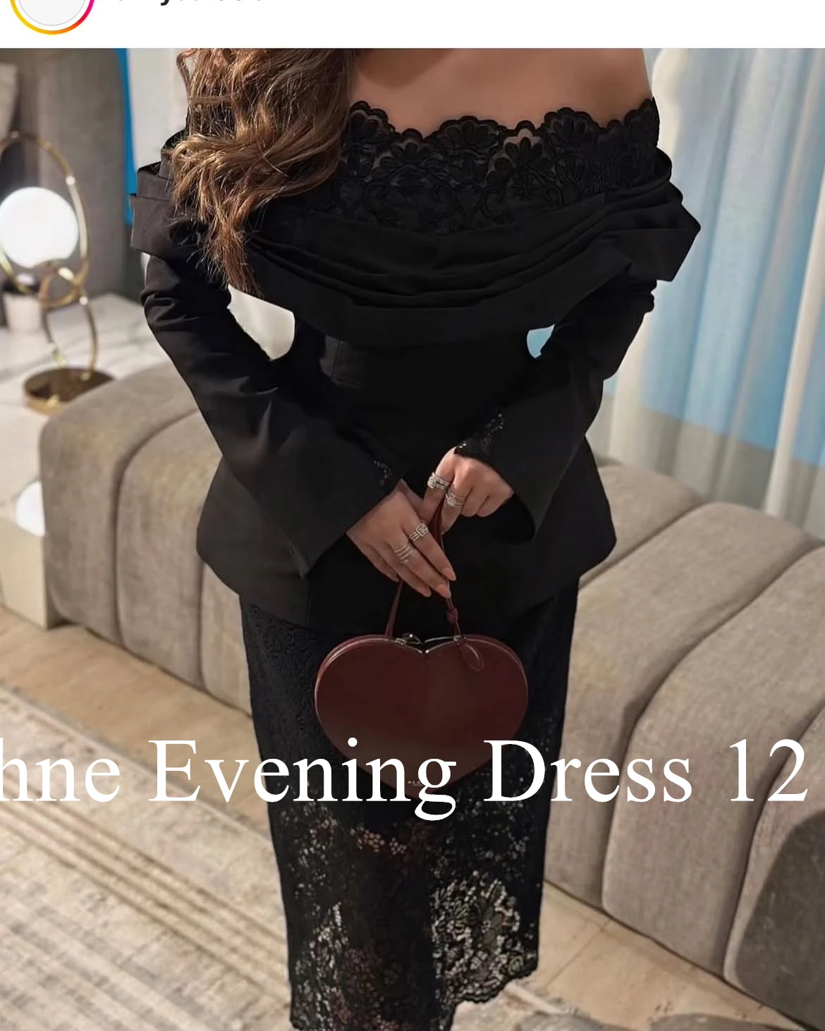 Customized Classic Boat Neck Off the Shoulder Jersey Long Sleeves Evening Dress Graceful Lace Pleats Black Vestido De Festa image 3