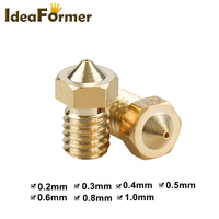 5/10pcs E3D V6 Brass Nozzle 0.2/0.3/0.4/0.5/0.6/0.8/1.0 M6 Threaded Copper For 1.75 Filament V5 V6 Hotend 3D Printer Accessories