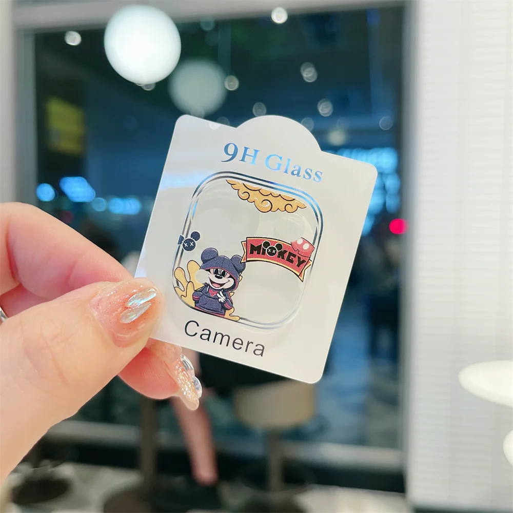 حامي عدسة الكاميرا آيفون 16 برو ماكس 15 14 زائد 13MINI 12 11 17Air غطاء كامل الزجاج المقسى 9H فيلم لوتسو ميكي ويني