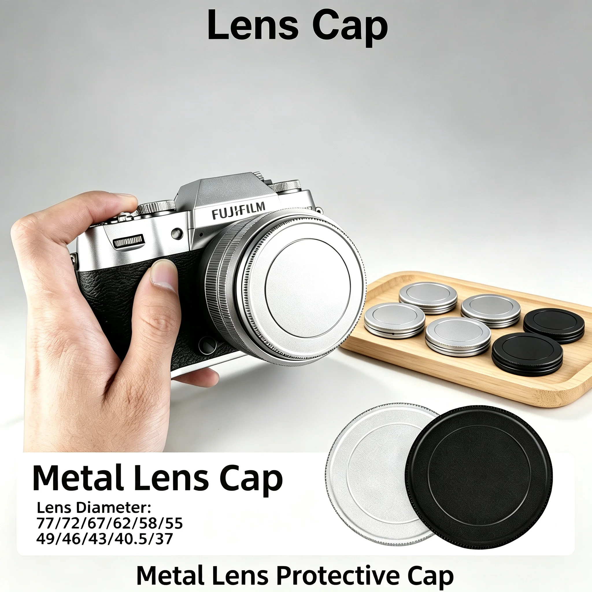 Aluminum Alloy Camera Lens Cap Cover 37mm 43mm 46mm 49mm 52mm 55mm 62mm 67mm 72mm 77mm Universal Front Lens Protector for DSLR M