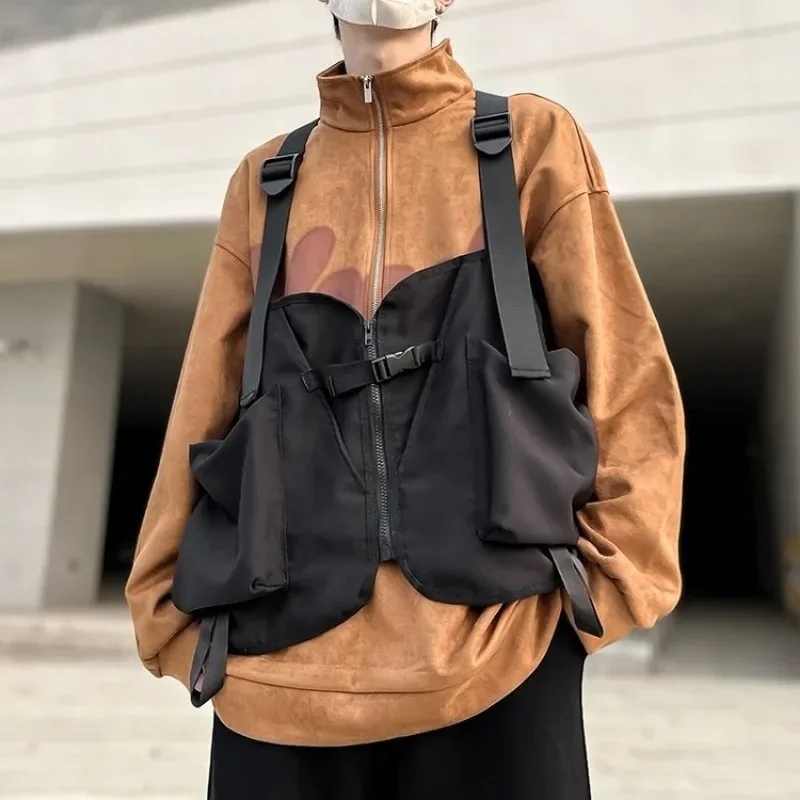 

Casual Solid Interior Slot Pocket Chest Bags Interior Zipper Pocket 2025 High Quality Bags for Men Soft Canvas Men's Bags