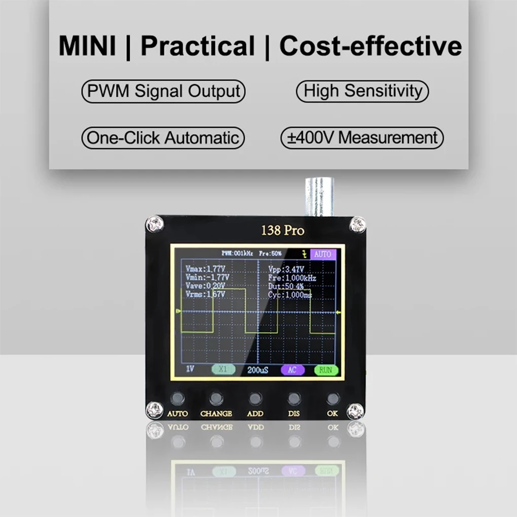 

LCD Handheld Automatic 3 Trigger Modes Digital Display Oscilloscope Type-c 200Khz Oscilloscopes Voltage Measuring Device Basic