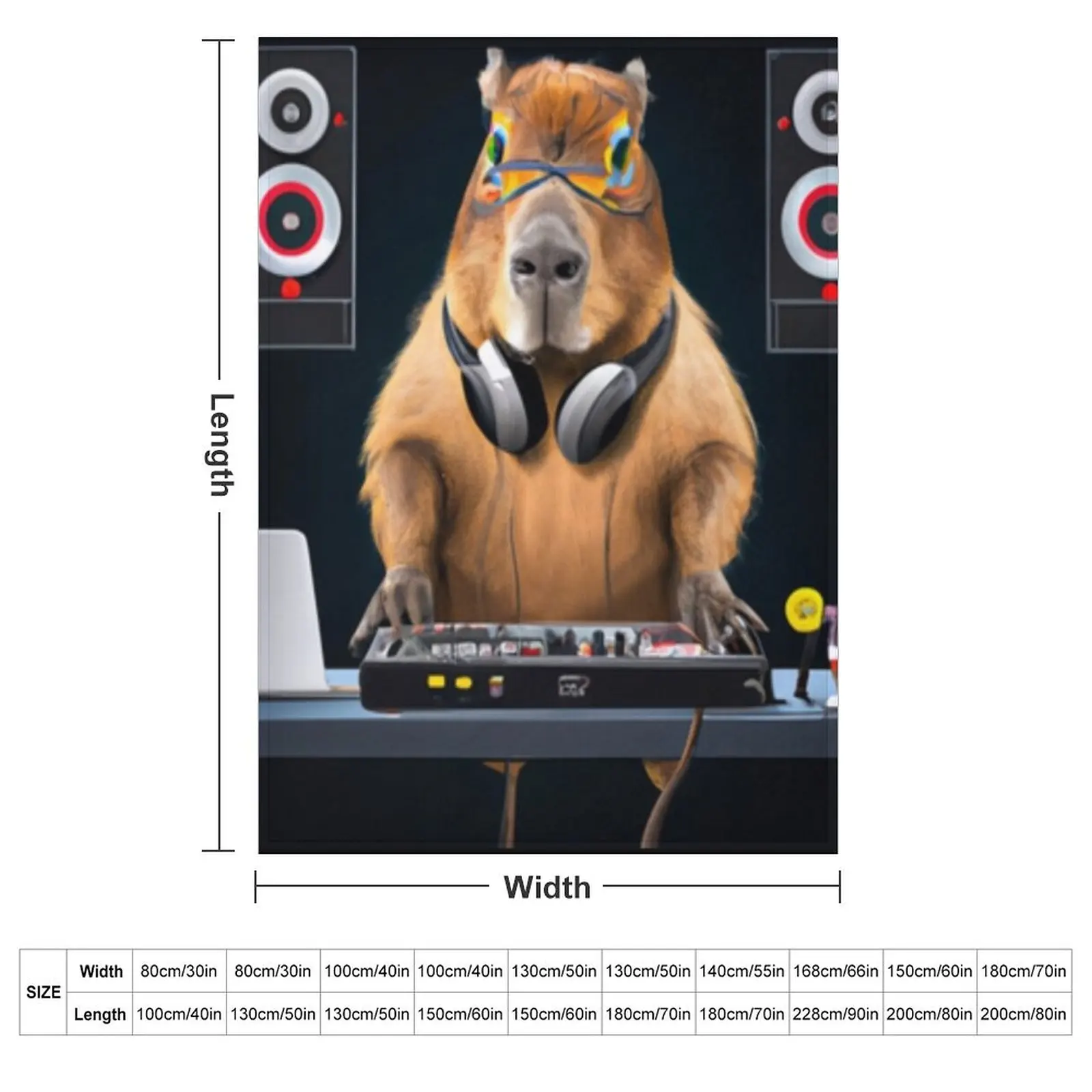 Dj Capybara Art Throw Blanket couch cozy soft plush fuzzy picnic outdoor blanket