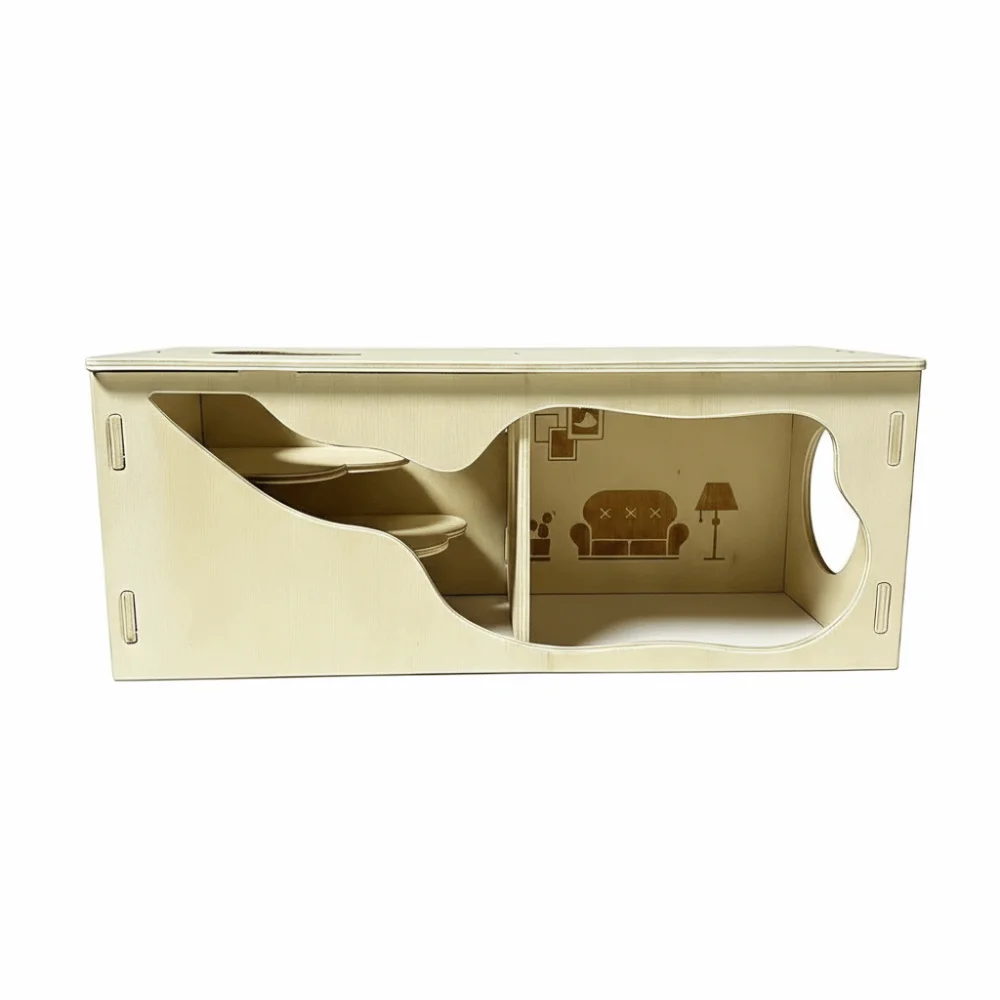 

Climbing Structure Wooden Hamster House Chew-Proof Stackable Hamster Villa Detachable Hamster Wooden Hut Pet Cage Landscaping