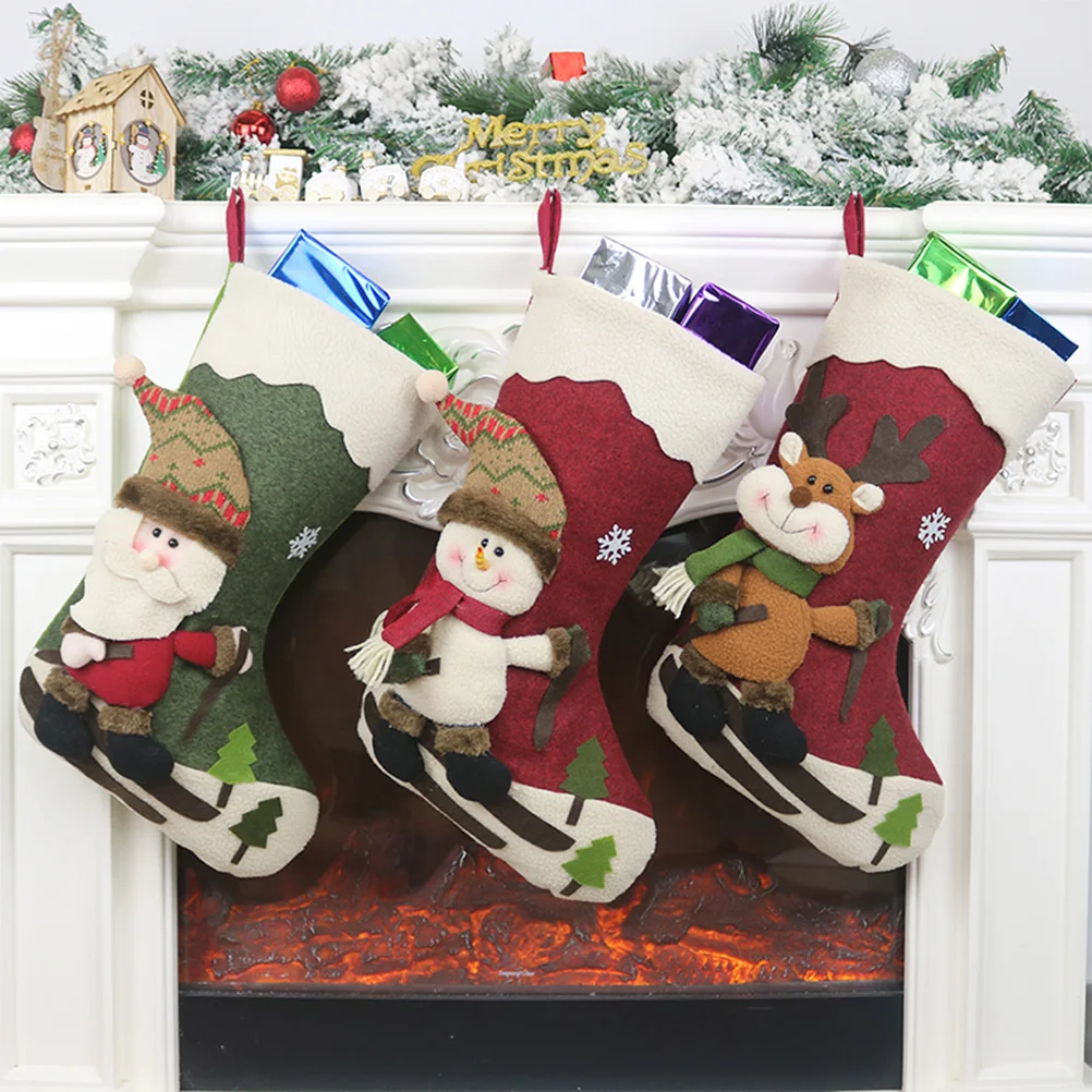 

Santa Claus Hanging Decors Creative Christmas Stocking Gift Bag Christmas Decors Favors Old Man Style
