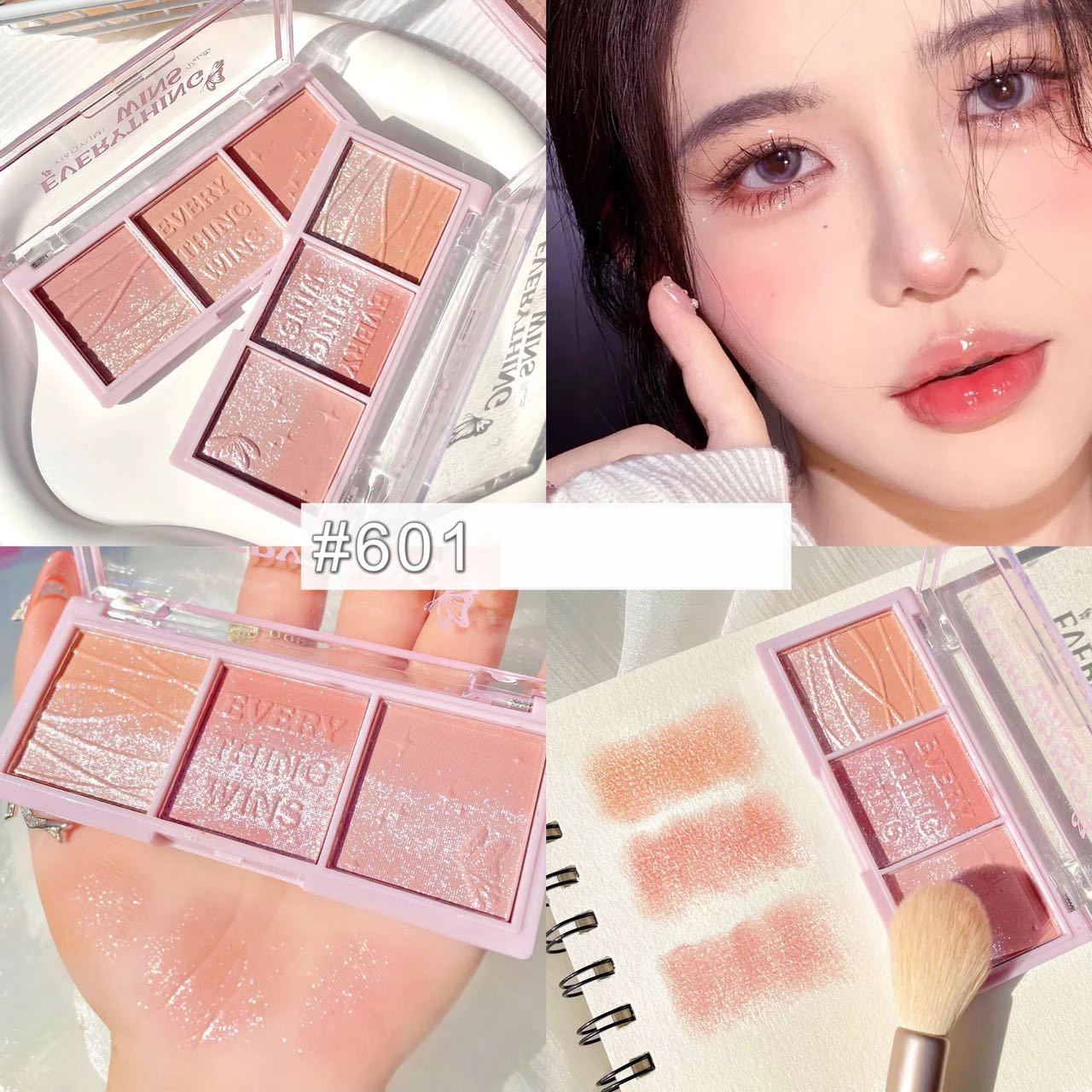 Shimmer Matte Peach Blush Palette Makeup Brighten Silkworm Eyeshadow Palette Highlight Rouge Check Pigment Face Blusher Powder