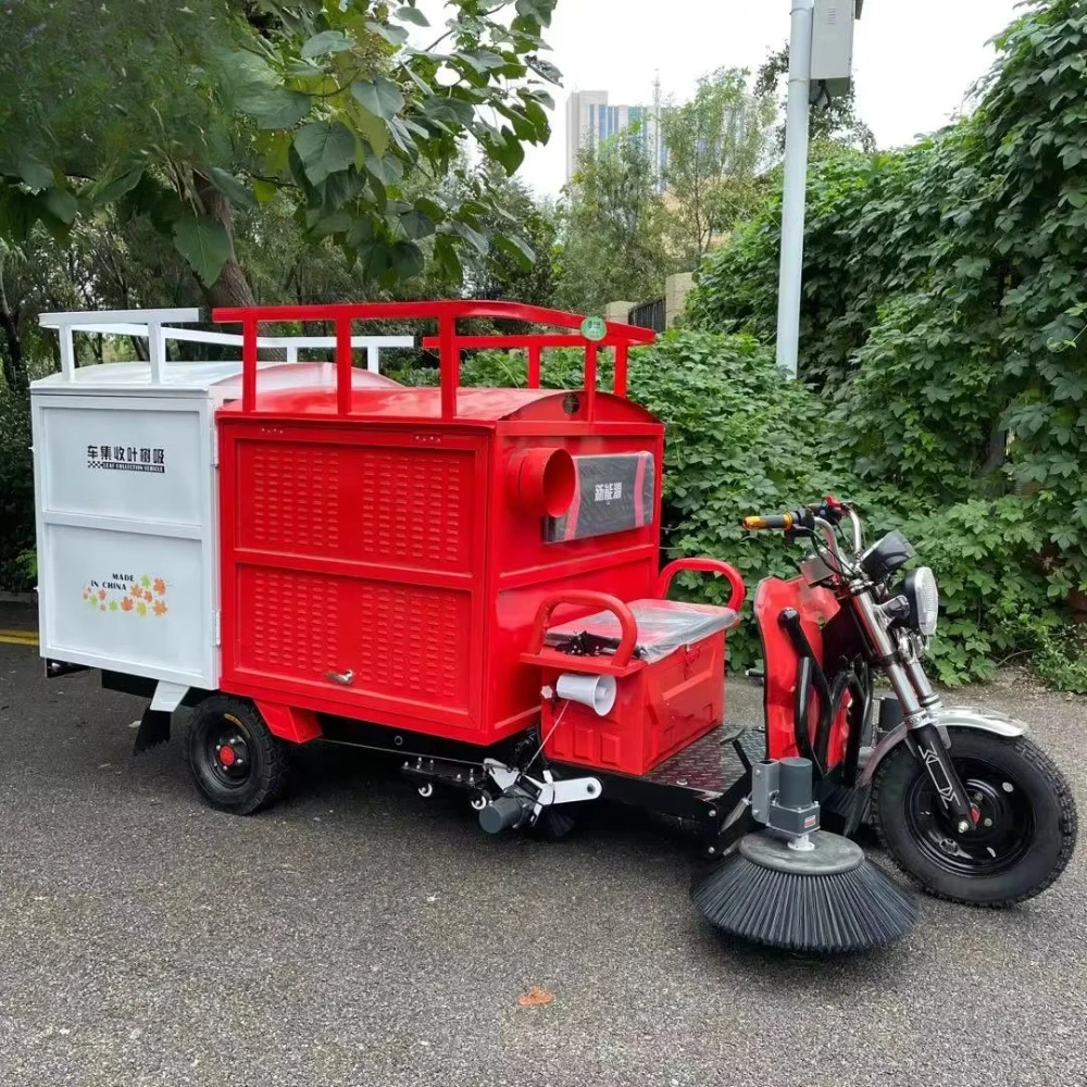 High Efficiency Leaf Collection Vehicle Municipal Electric Tricycle Engine Water Sprinkler Road Sweeper 80L Water Tank Factory