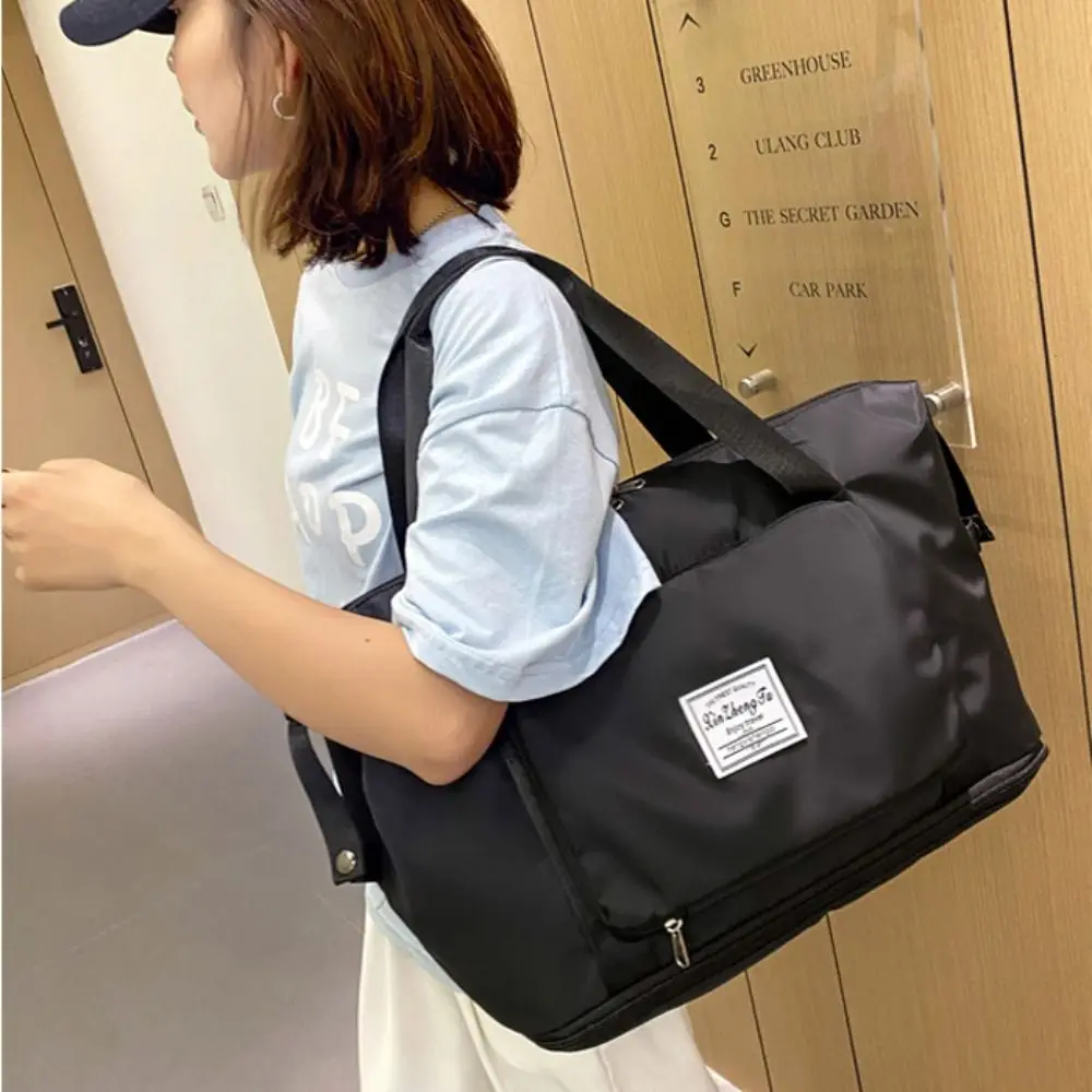 New Oxford Cloth Foldable Travel Bag Rectangle Shape Solid Color Luggage Bags Large Capacity Versatile Luggage Gym