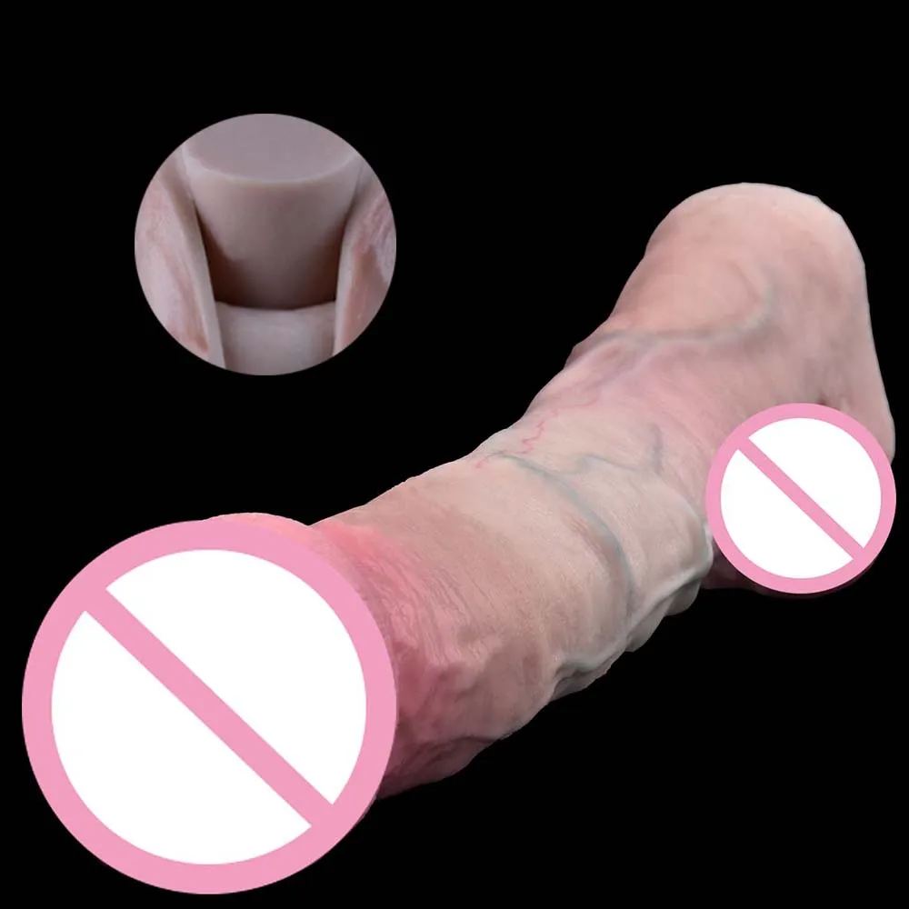 ORALSX Silicone Dual Layer Big Anal Plug Realistic Dildo with Suction Cup Masturbator Adult Toy Male Female Skin Touch Butt Plug