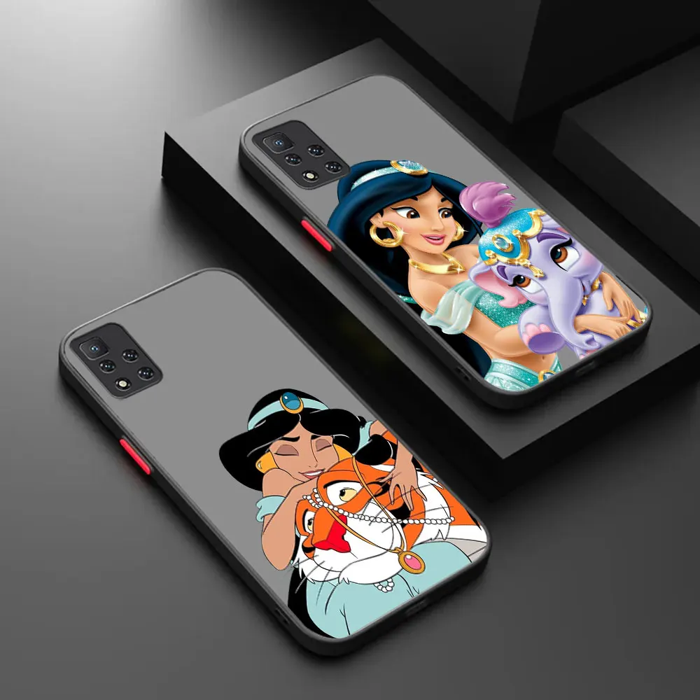 Disney Aladdin Jasmine Princess Phone Case For Xiaomi Redmi Note 12 12S 11 11S 11T 10 10S 9 9S 9T 8 7 6 5 Pro Plus Matte Cover