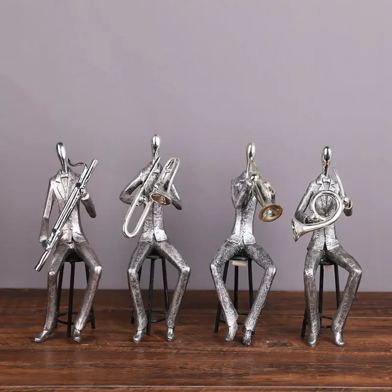 European Music Character Jazz Symphony Band Resin Decoration Cafe Study Office Figurines Crafts Home Livingroom Sculpture Decor