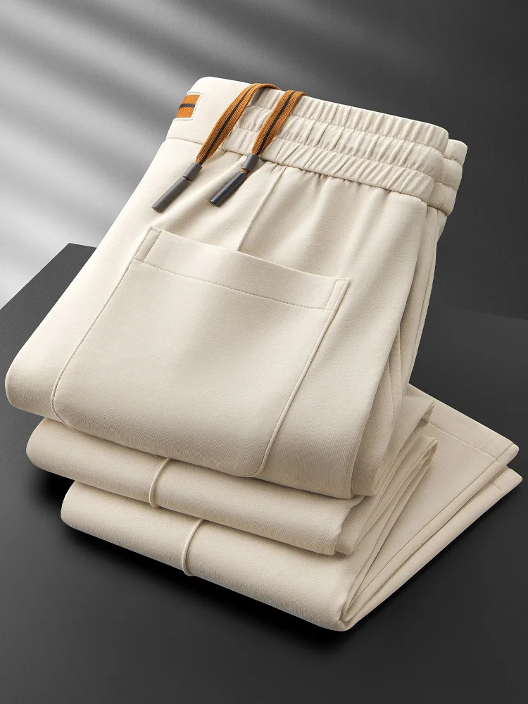 

Летние тонкие гладкие однотонные модальные спортивные брюки для мужчин, облегающие, свободные, повседневные, молодежные, модные, брендовые, немнущиеся