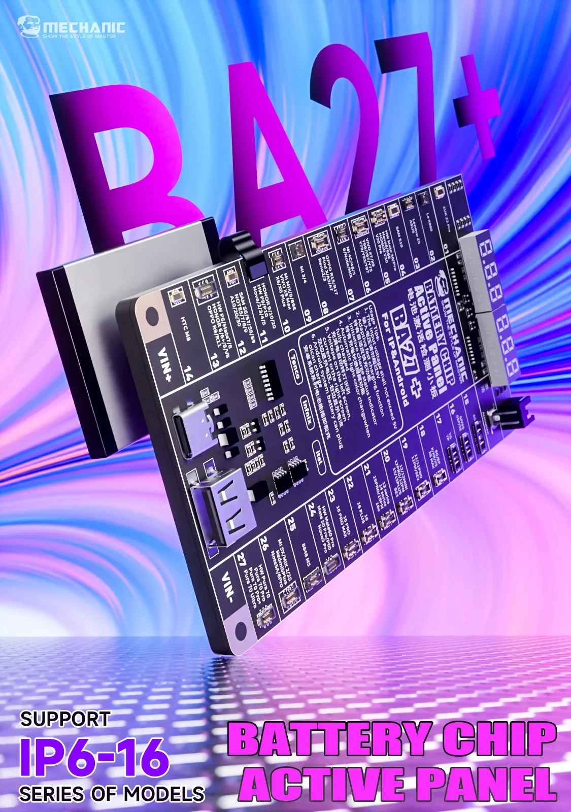 MECHANIC BA27+ Battery Chip Active Panel 4.2V-4.5V for iPhone 6-16 400+ Android Battery Fast Charge One-click Activation Board