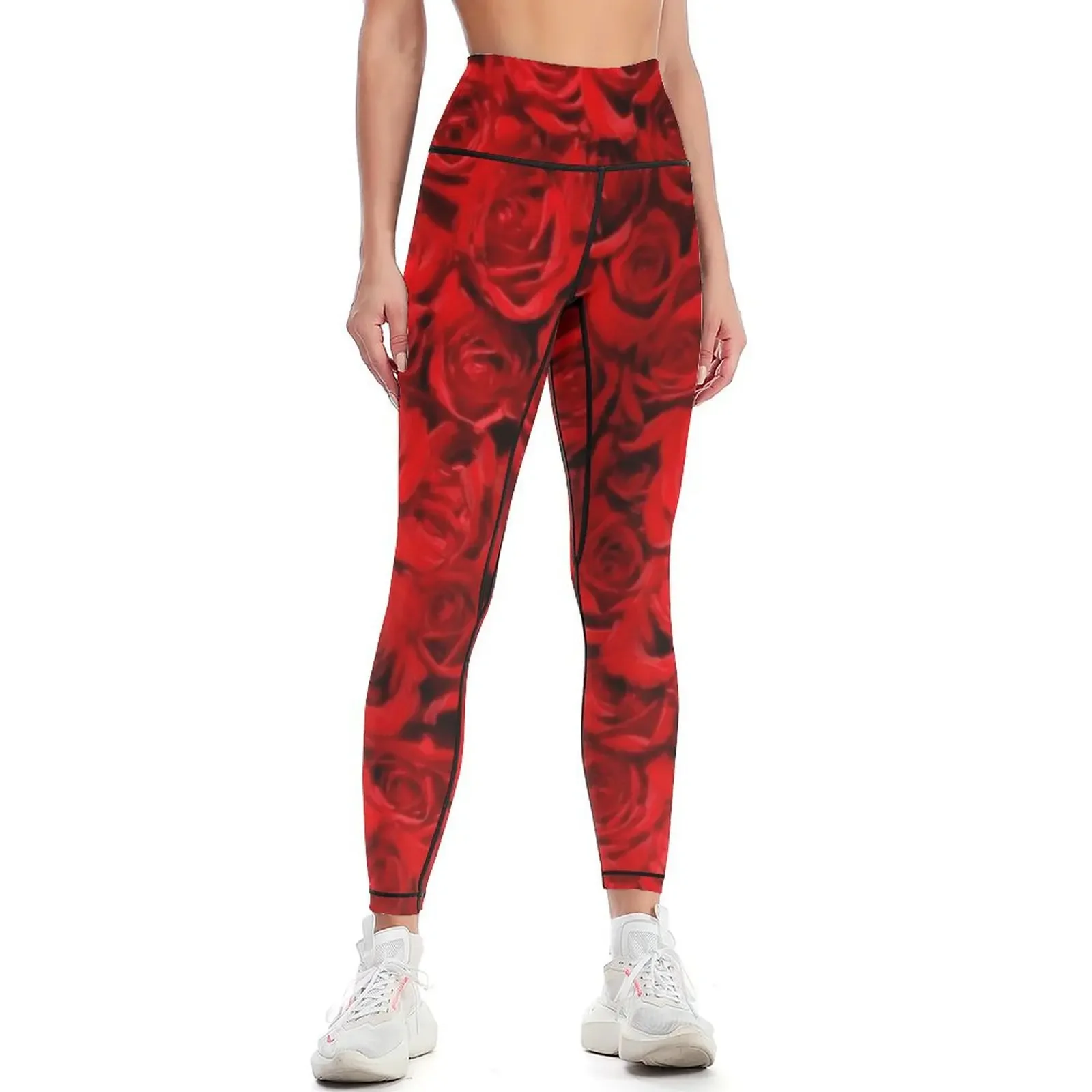 Red Roses Pattern Leggings Women's fitness sport pants Legging sport Women's gym Womens Leggings