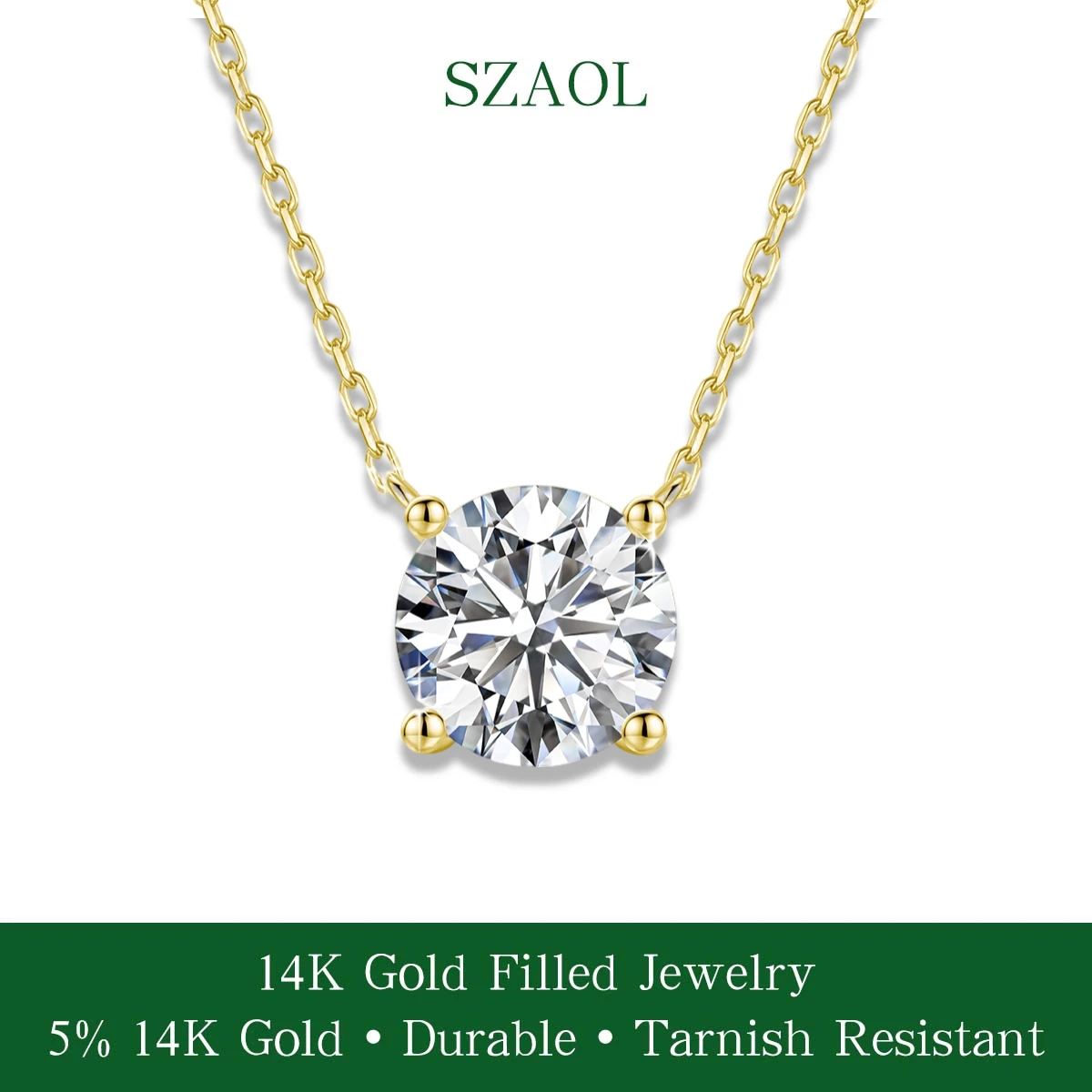 

Classic D VVS1 1-3CT Moissanite Necklace for Her Four Claw Round Solitaire Pandent Diamond GRA Certified 14K Gold Filled Jewelry