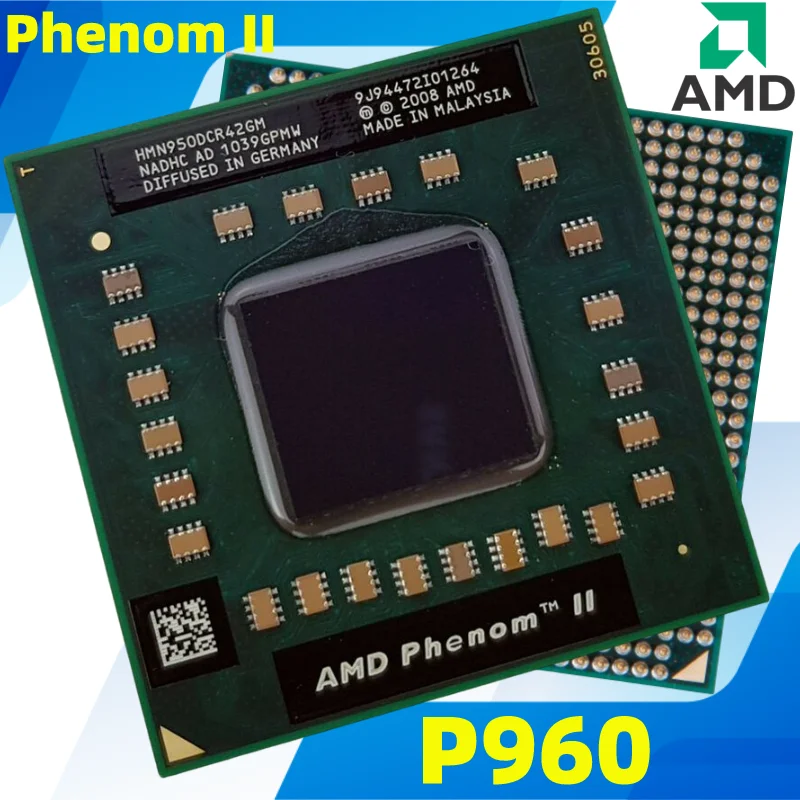 노트북 CPU Phenom II P960, 1.8GHz, 2MB, 4 코어, 소켓 S1 (S1g4) 프로세서