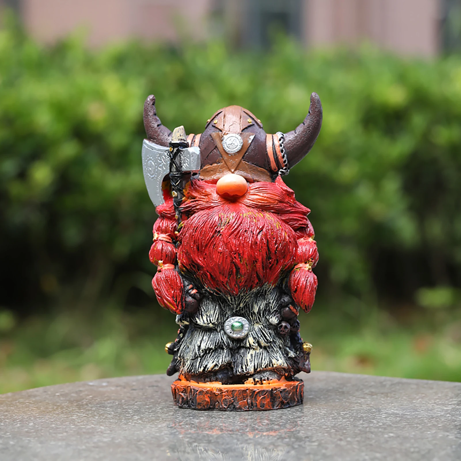 

Resin Gnome Warrior Sculpture Mini Cute Swedish Warrior Desktop Ornament Fits Living Room Tabletop Gnome Decoration Statue