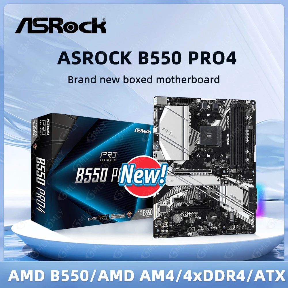 B550 B550M Motherboard ASRock B550 Pro4 Socket AM4 support Ryzen 55600 5900 PRO 3400G 3900X 5700 3400 cpu DDR4 128GB M.2 ATX new