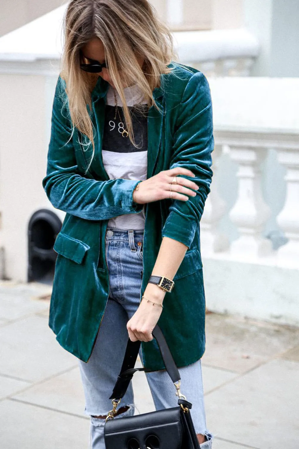 Casual Pocket Coat Mid Long Length Streetwear with Loose Fit Single Button Closure Regular Sleeve Notched Lapel Women Jacket