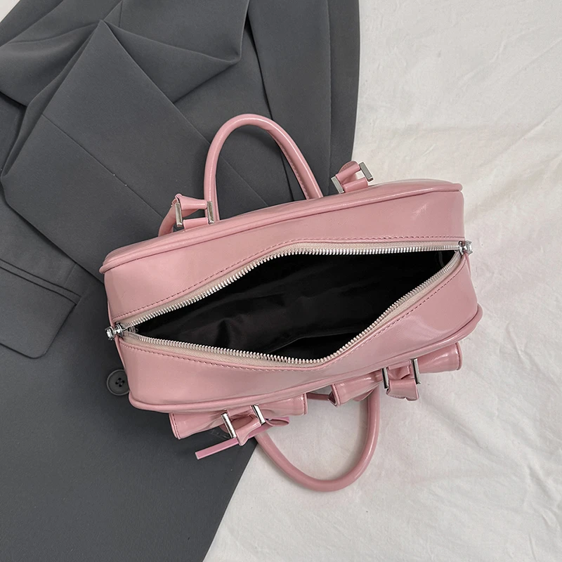 Double Pockets Bow Design Small Shoulder Bags for Women 2024 Korean Fashion Trend Underarm Bag Lady Y2K Handbags and Purses