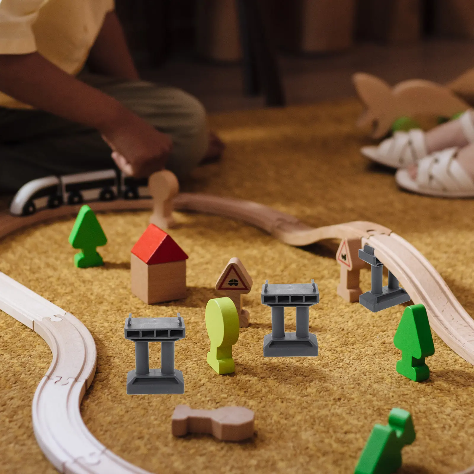 

6Pcs Railway Bridge Pier Simulation Pretend Train Bridge Support for Children Playing Garden Lawn Indoor Railway Scenery