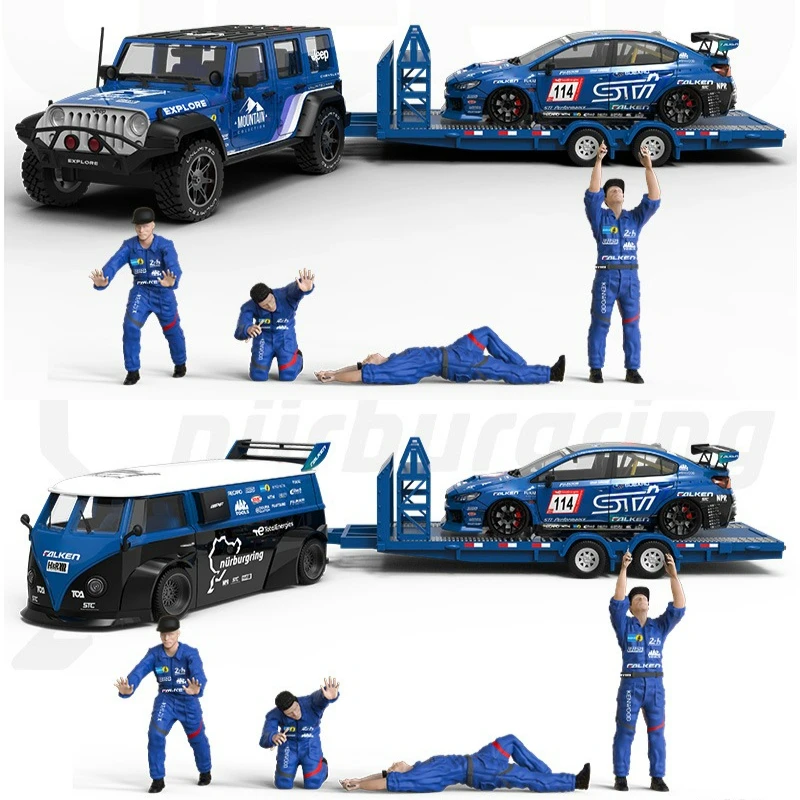 BSC 1:64 STI T1 Wrangler Figures set Trailer set limited499 Diecast Model Car