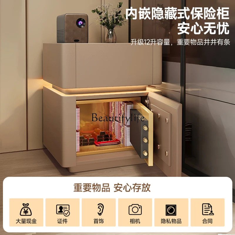 خزنة بجانب السرير الذكية، ومتكاملة ومتعددة الوظائف مع شحن لاسلكي، وخزانة آمنة بجانب السرير