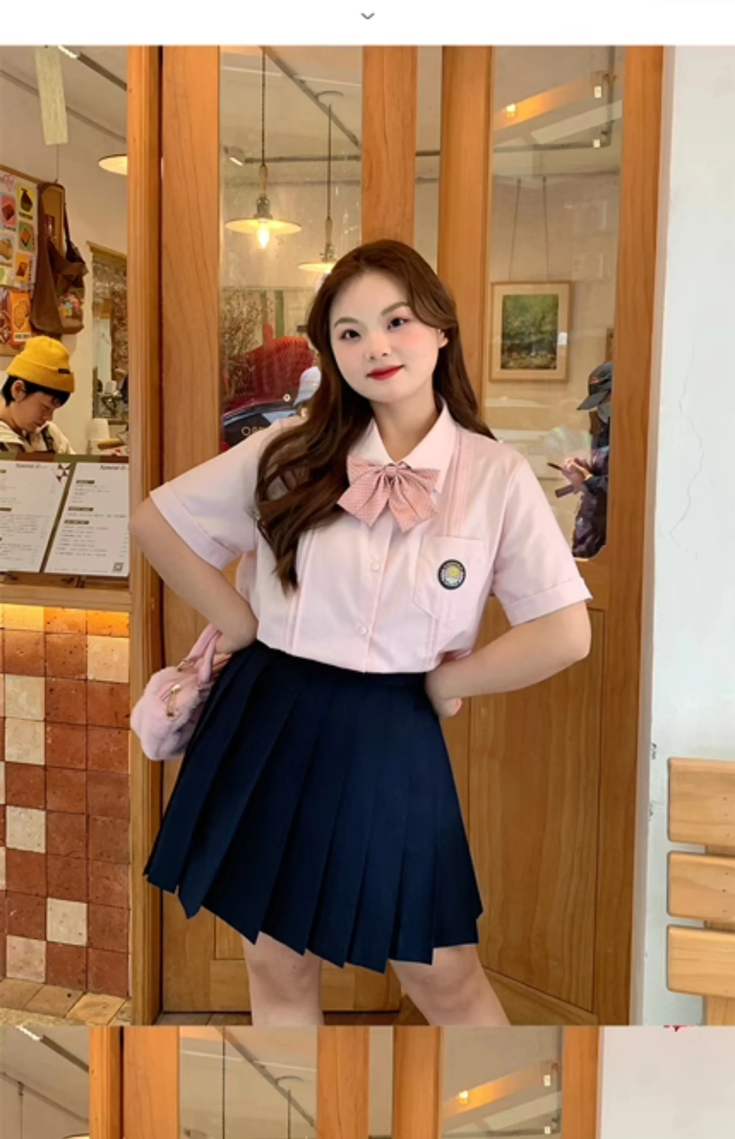 XL-7XL Large Size Jk Japanese Short Sleeve Shirt College Sweet Pink Shirt Girl Summer Cute Age-reducing Versatile Pleated Skirt
