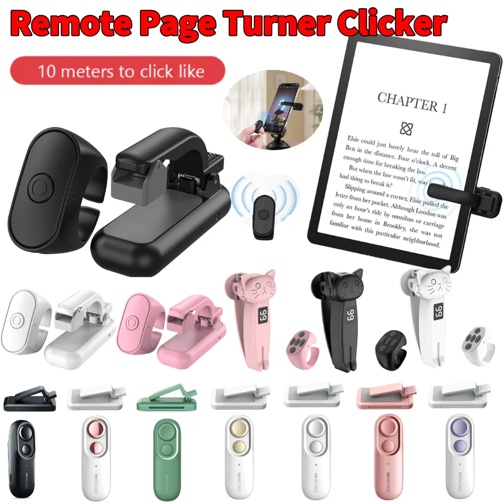 2-in-1 Page Turner Clicker Wireless E-book Page Turner Lightweight Record Remote Triggers Clicker Page Turner for Kindle