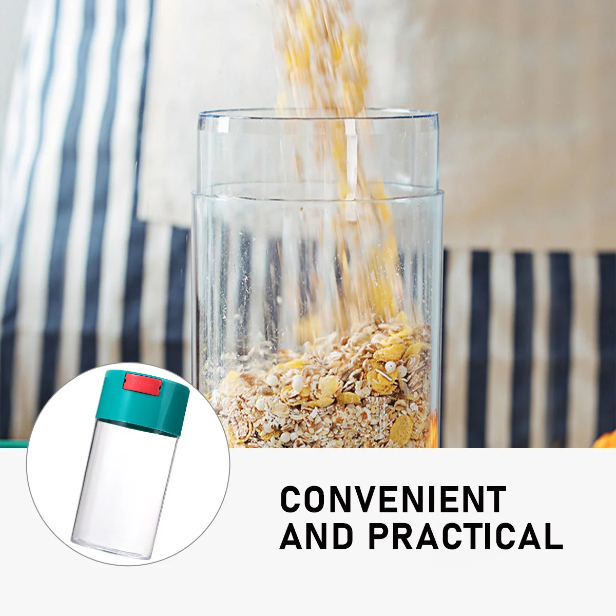 

2pcs Airtight Storage Jar Food-Grade Plastic Sealed Can For Kitchen Refrigerator Moisture Proof Container 250G Vacuum Storage