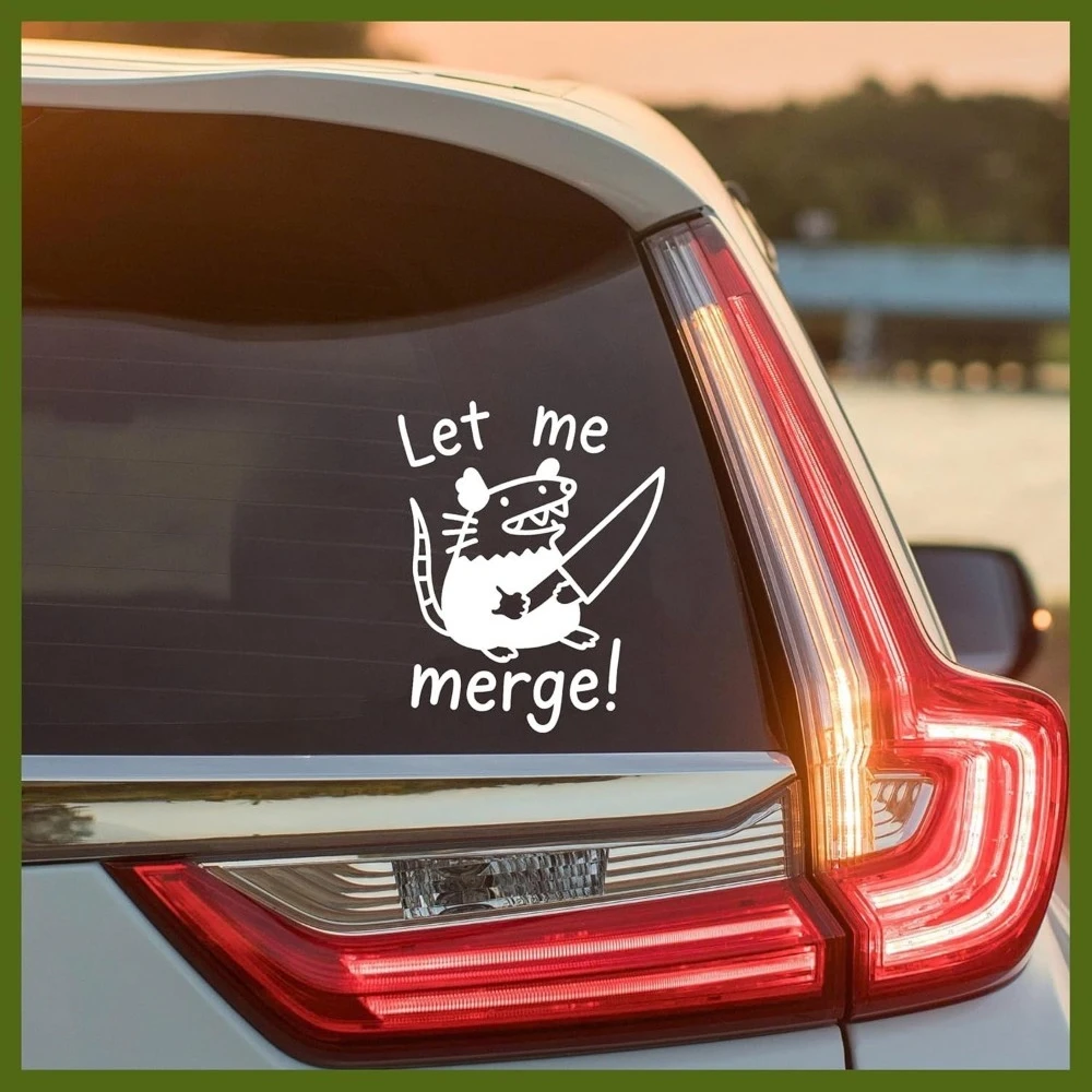 Funny Opossum With Knife Window Sticker 6 Inch Animal Waterproof Decal for Car Truck Bumper