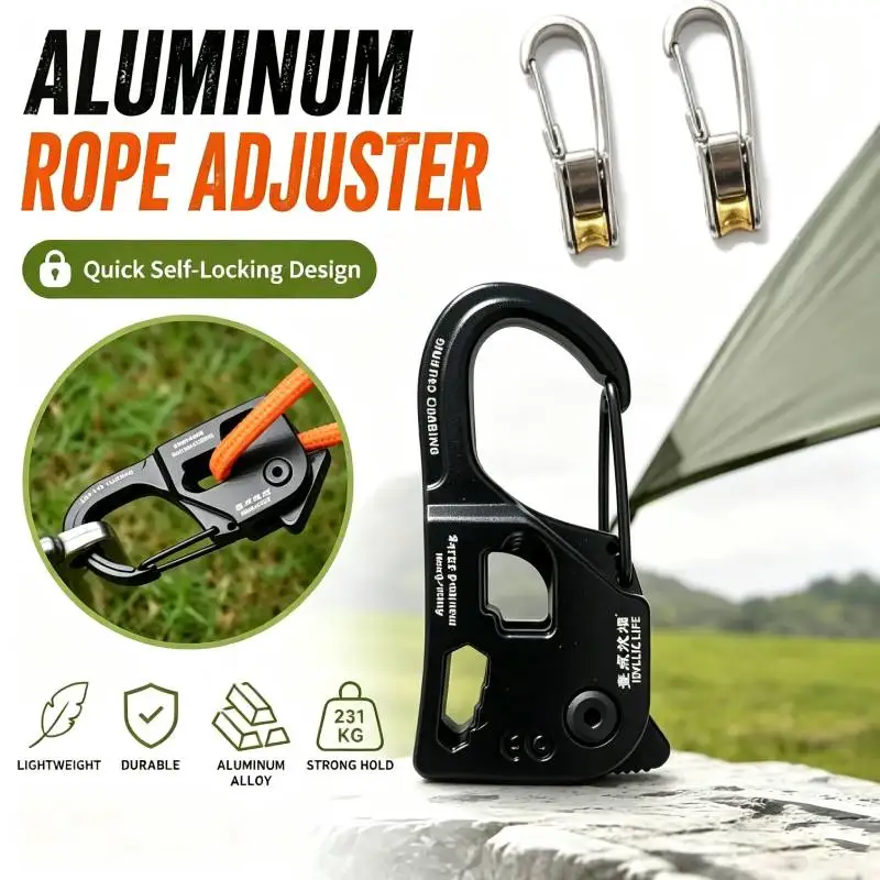 Aluminum Alloy Tent Rope Tensioner Strong Load-Bearing Adjuster Portable Windproof Cord Buckle Camping/Hiking/Tarp Accessory