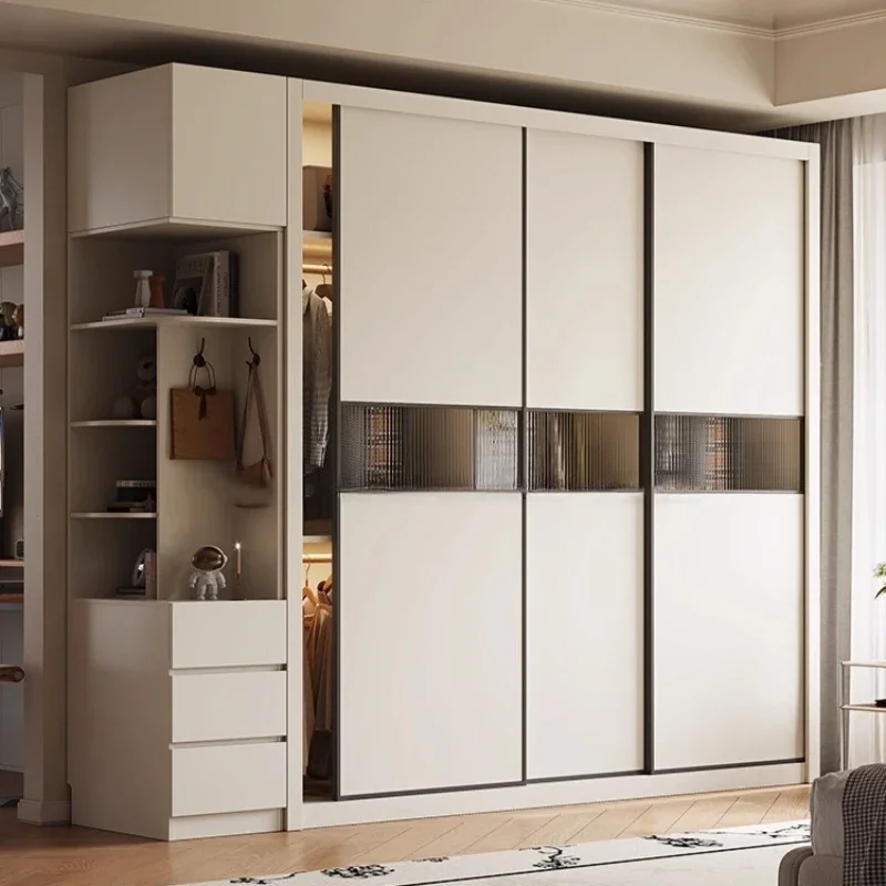 Bedroom Furniture Customized Aviation Aluminum Alloy Honeycomb Wardrobe Sliding Door Cream Style Wardrobe Home Armario De Ropa