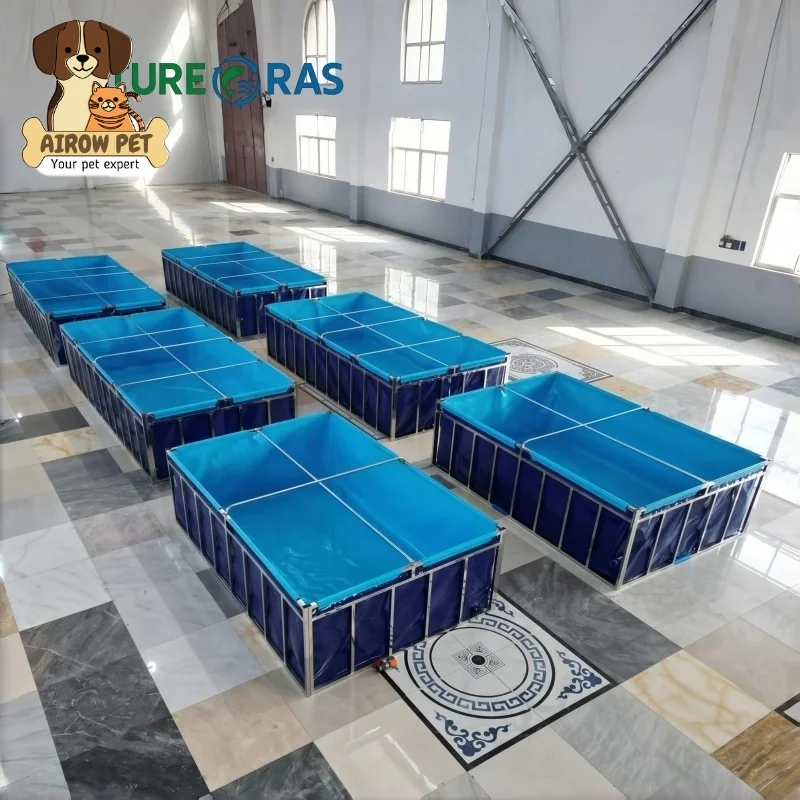 AIROW Portable Biofloc Shrimp Fish square Farm tank Aquaponics Tilapia Breeding Pvc Tarpaulin Rectangular Fish Pond