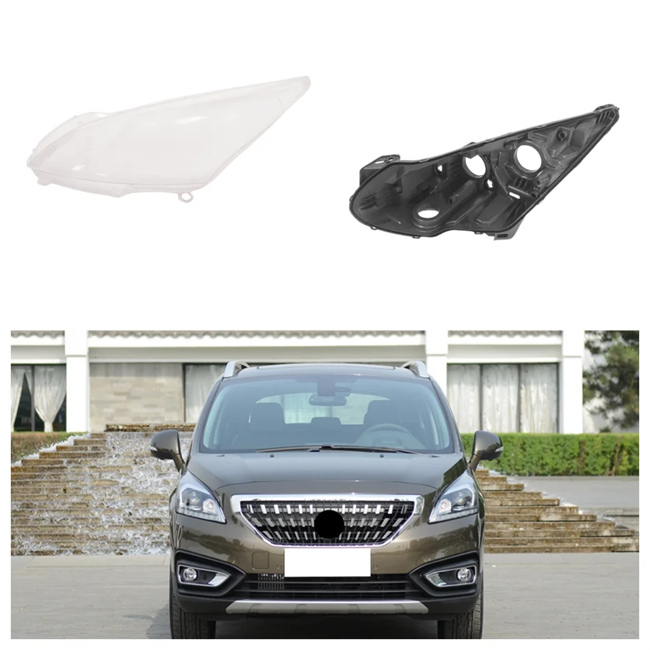 

For Peugeot 3008 2013 2014 2015 2016 2017 2018 2019 Car Accessory Base Head Lamp Shell Light Bulb Holder Headlight Glass