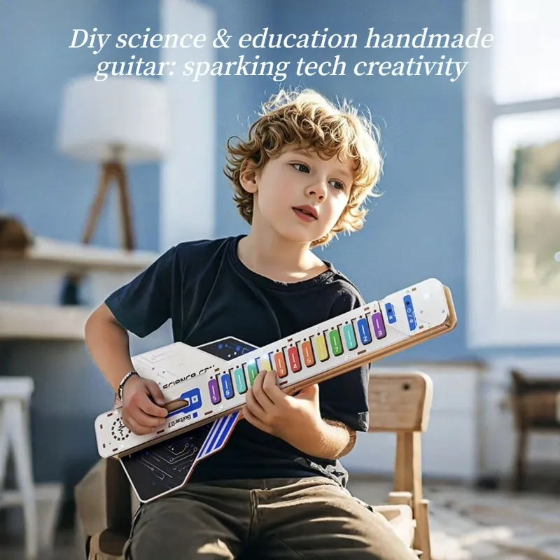 DIY ストリングレスエレキギターキット子供科学技術教育玩具ギター子供自己組み立て音楽玩具材料キット