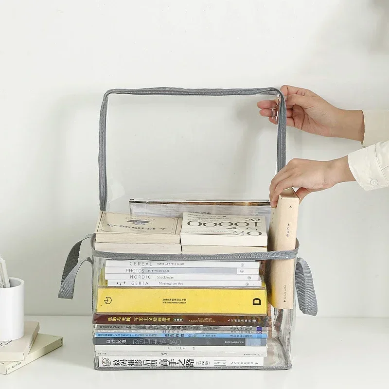 

Foldable book box student dormitory classroom book organizer transparent waterproof household book organizing storage box