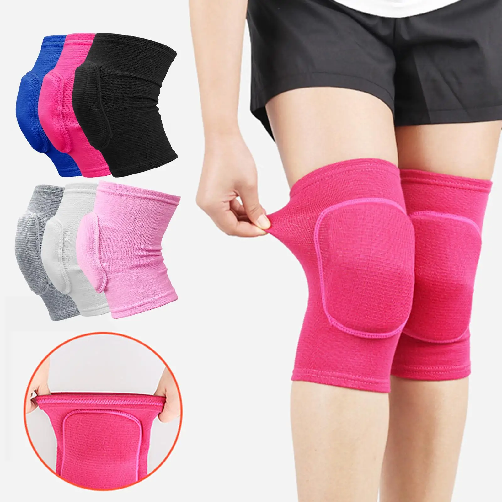 1 Pair Sports Compression Knee Pads Elastic Knee Sleeve Protector Thickened Sponge Knee Brace Support For Dance Workout Training