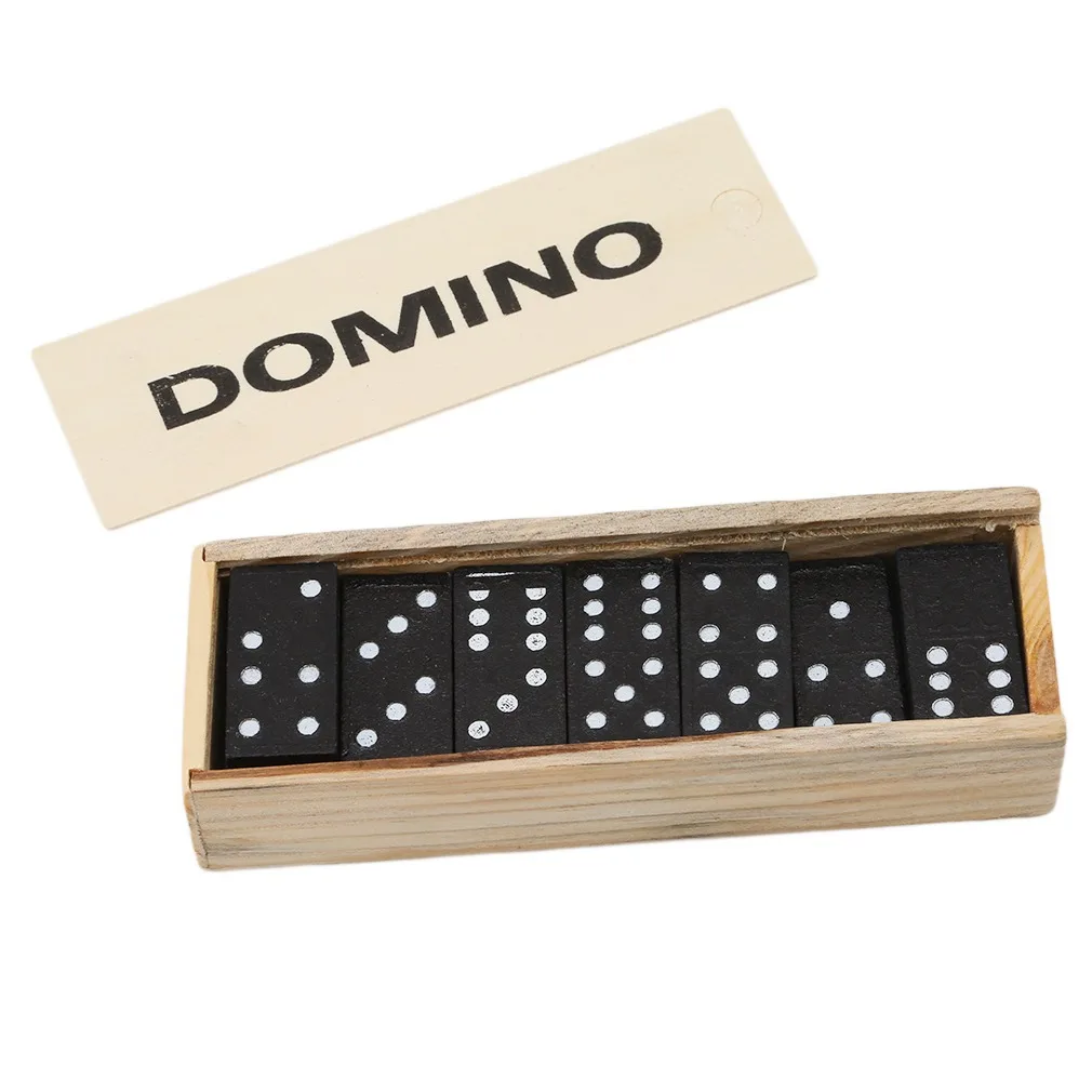 28Pcs/Set Wooden Domino Board Games Travel Funny Table Game Domino Toys Kid Children Educational Toys For Children's Gifts