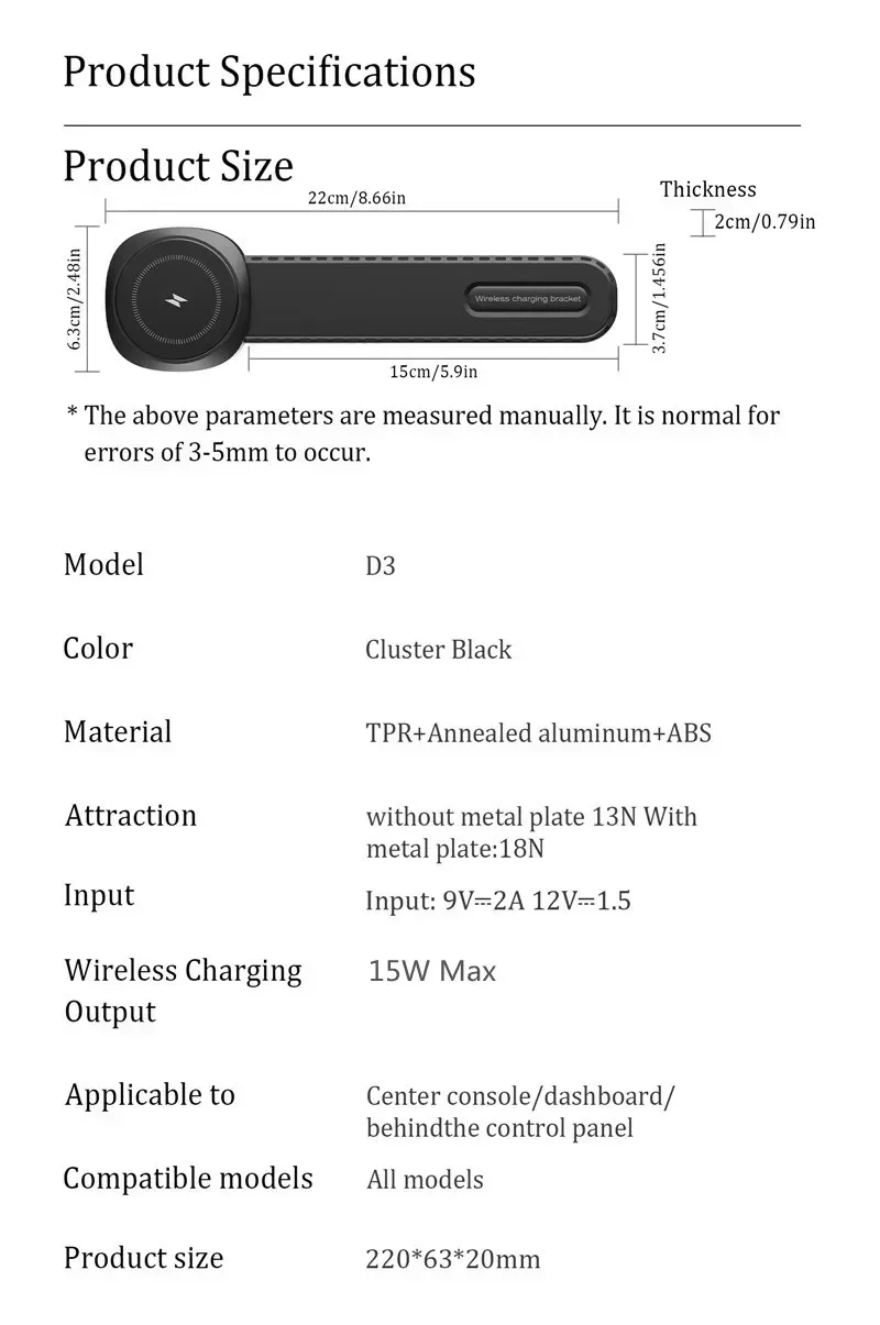 Car Magnetic Wireless Charger Adhesive Style Adjustable Dashboard Phone Chargers For Magsafe iPhone 16 15 14 13 12 Fast Charging