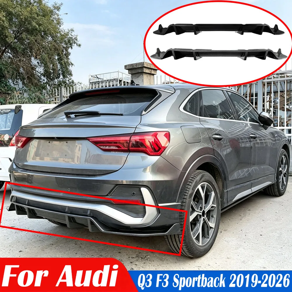 Car Rear Bumper Diffuser Lips for Audi Q3 F3 Sportback 2019‑2026 Lower Shovel Skirt Spoiler Splitter Board Accessories Tuning