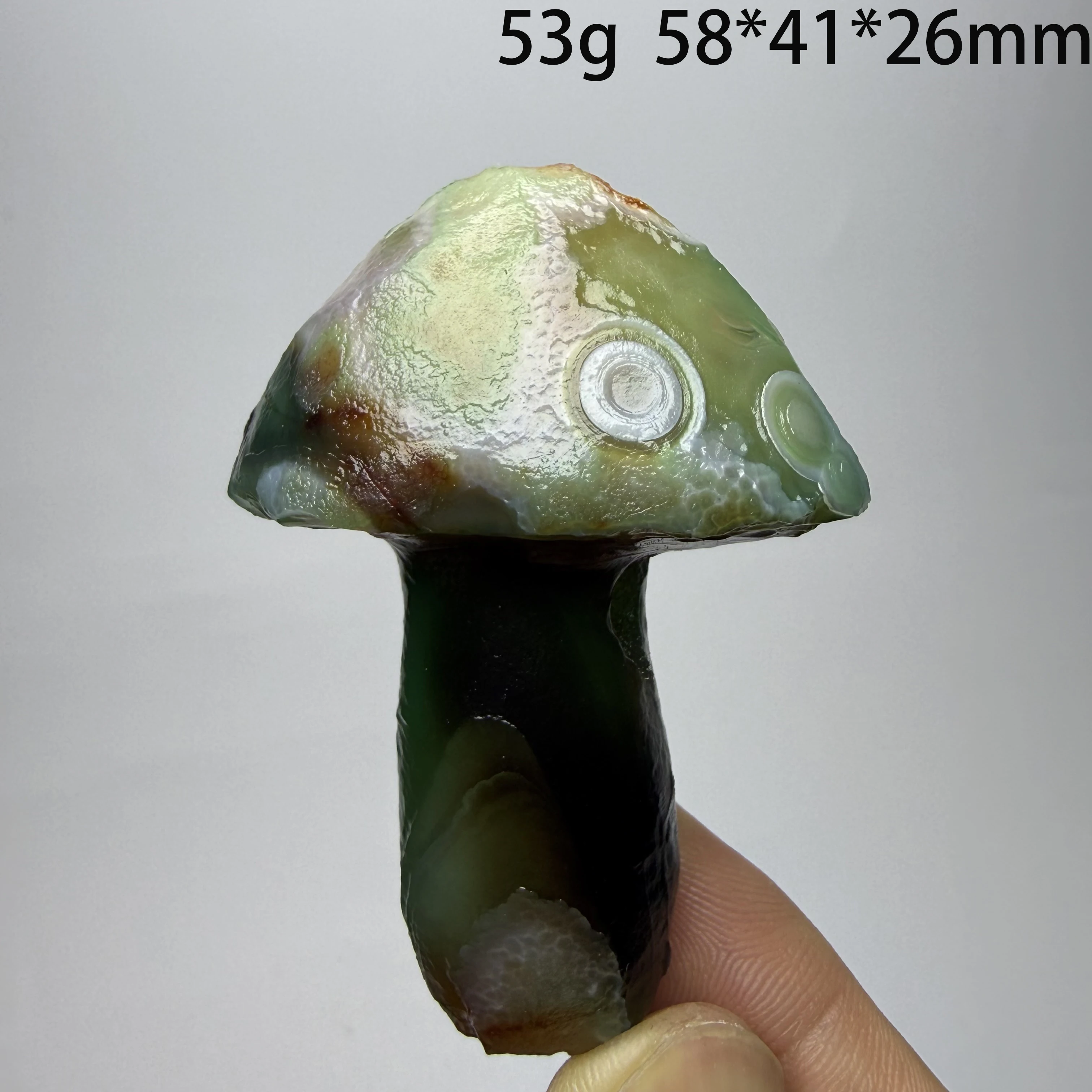 Natural Green Agate, Alxa Gobi Eye, Green Mushroom-shaped Mineral Specimen, Energy Healing Stone for Garden Decoration A3-1-3 - view 4