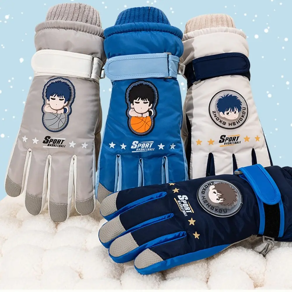 Fashion Waterproof Children Ski Gloves Thicken Plus Velvet Cycling Gloves Mittens